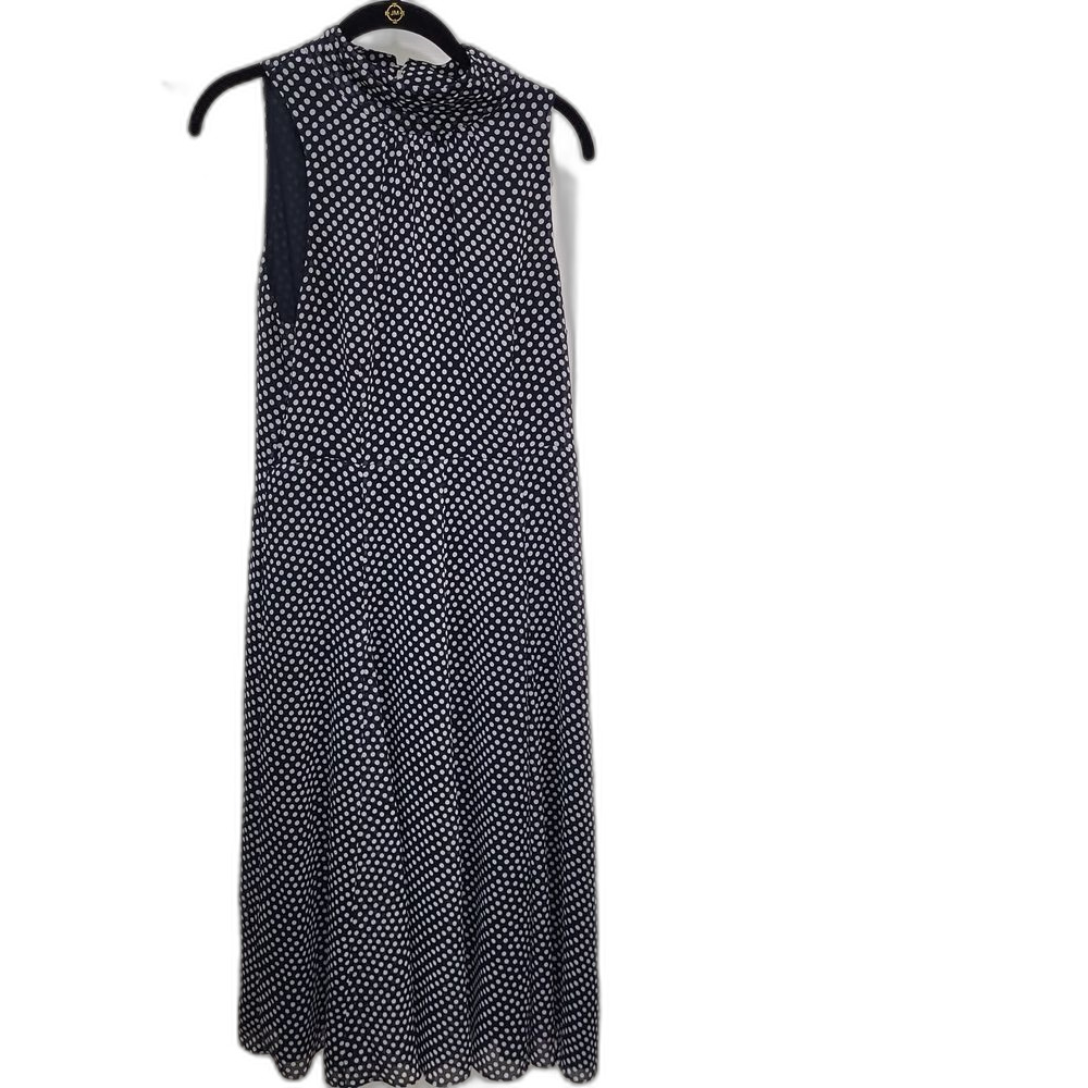Tommy Hilfiger Navy and White Polka Dot Sleeveless Dress 10